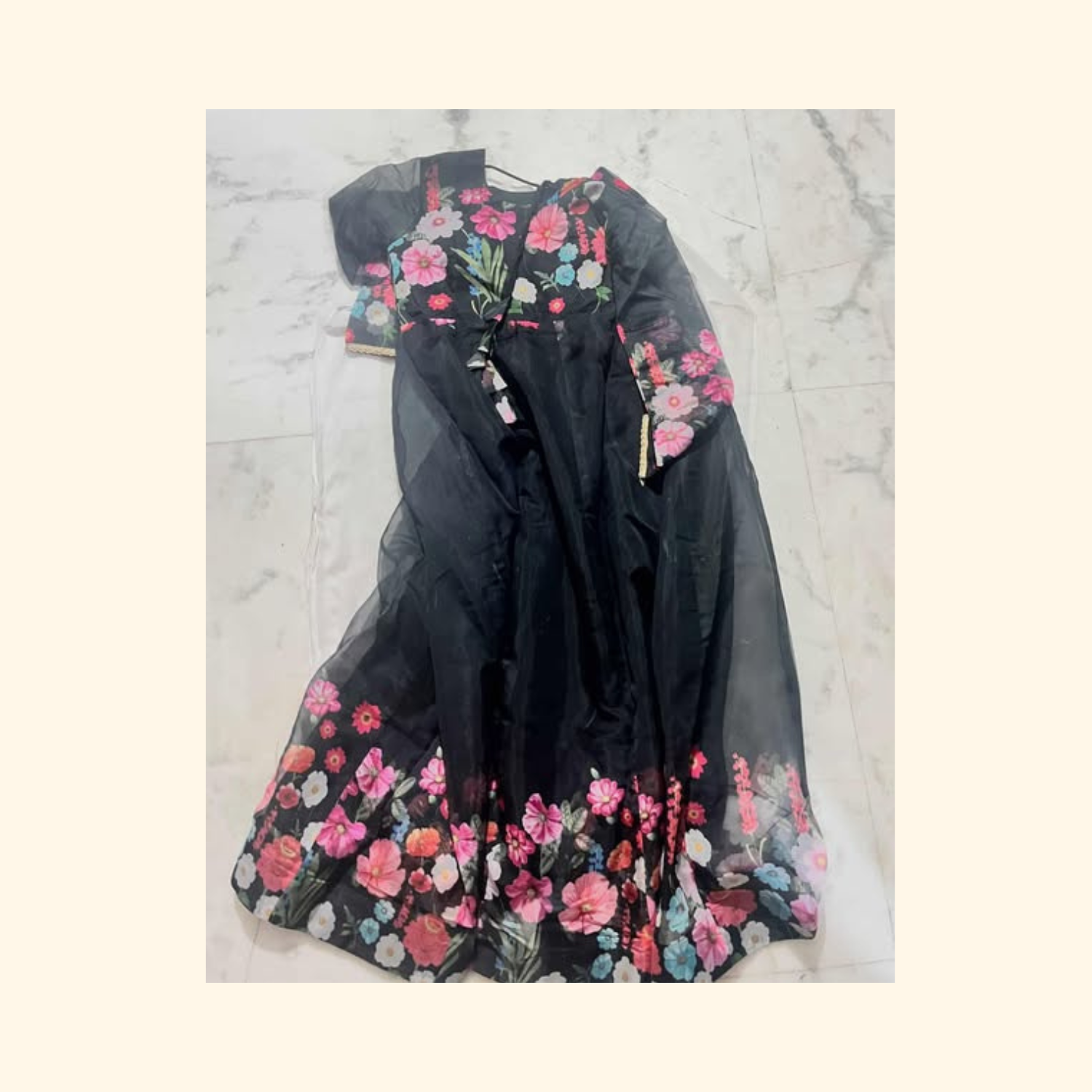 Black floral Gown